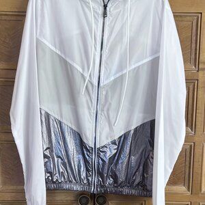 Aqua Bloomingdales Womens Athletic Windbreaker White Large